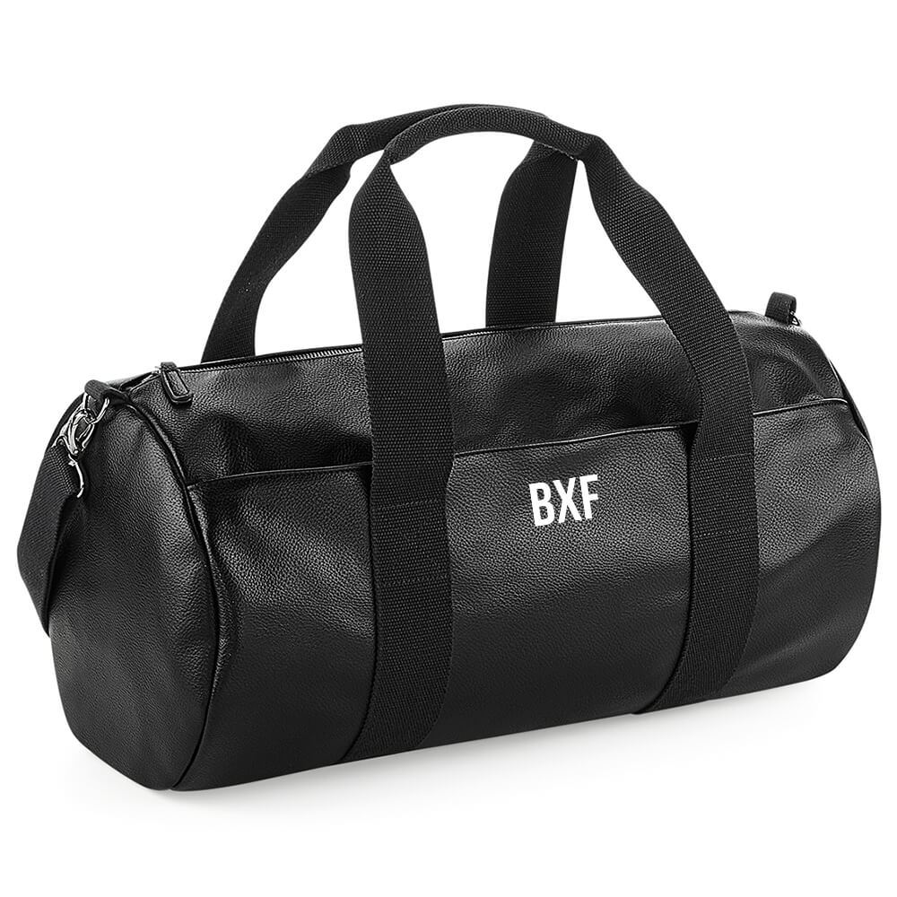 Bxf Faux Leather Barrel Bag Black