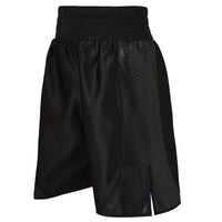 Thumbnail for Chisora Black Satin & Faux Leather Snake Skin Boxing Shorts