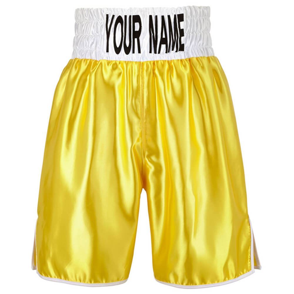 Custom Made Contrast Waistband Boxing Shorts Yellow/White