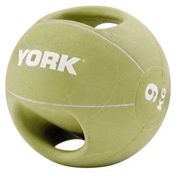 York 9Kg Double Grip Medball Green 9Kg