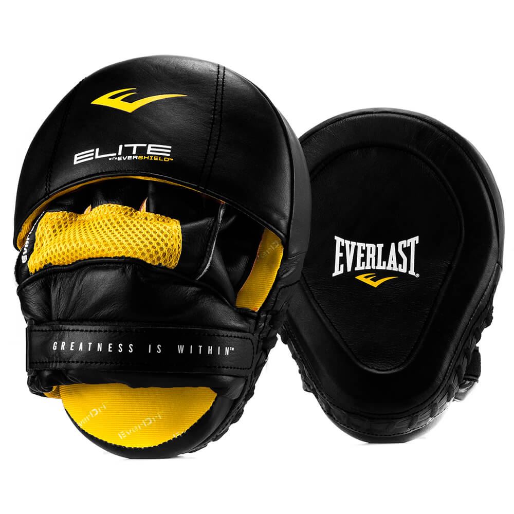 Everlast Leather Elite Mantis Mitts Black/Yellow