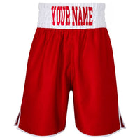 Thumbnail for Custom Made Contrast Waistband Boxing Shorts Red/White