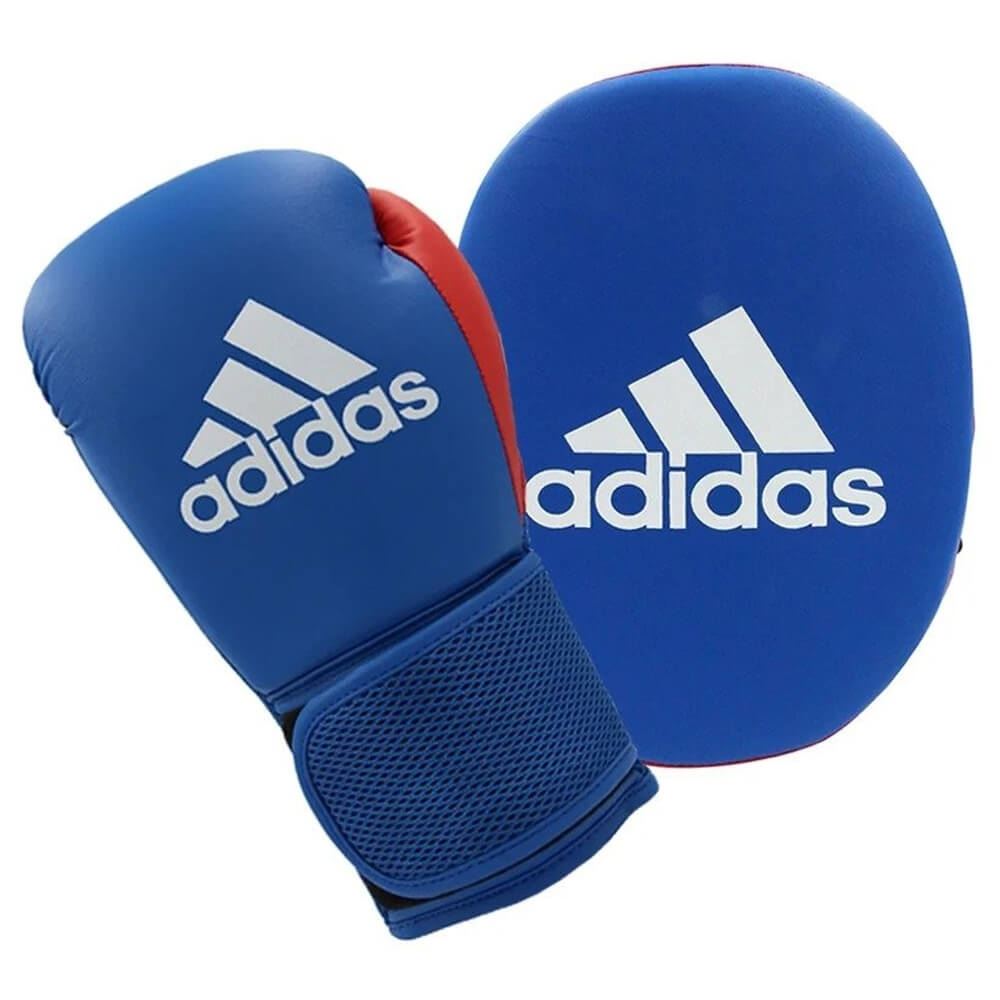 Adidas Kids Boxing Gloves And Focus Mitts Set Blue/Red