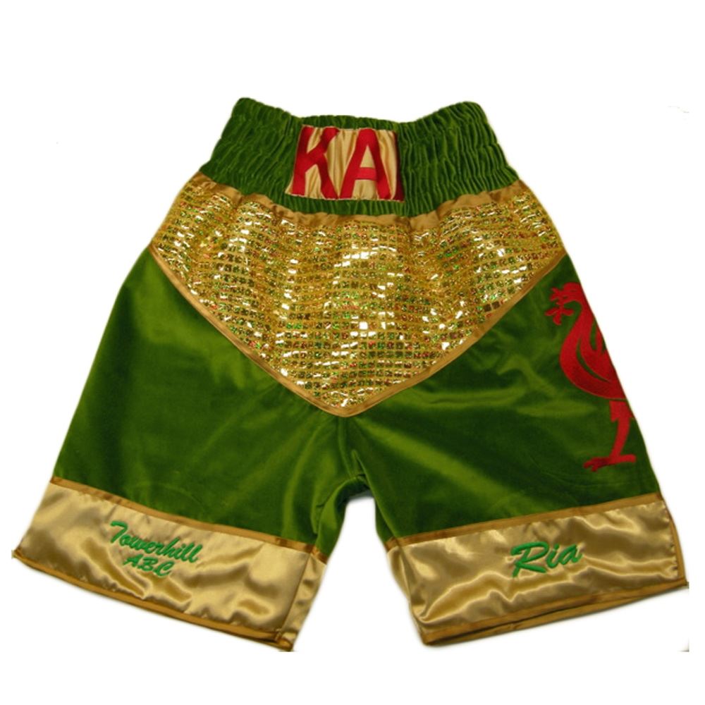 Custom Made Velvet Panel Boxing Shorts Ha0558