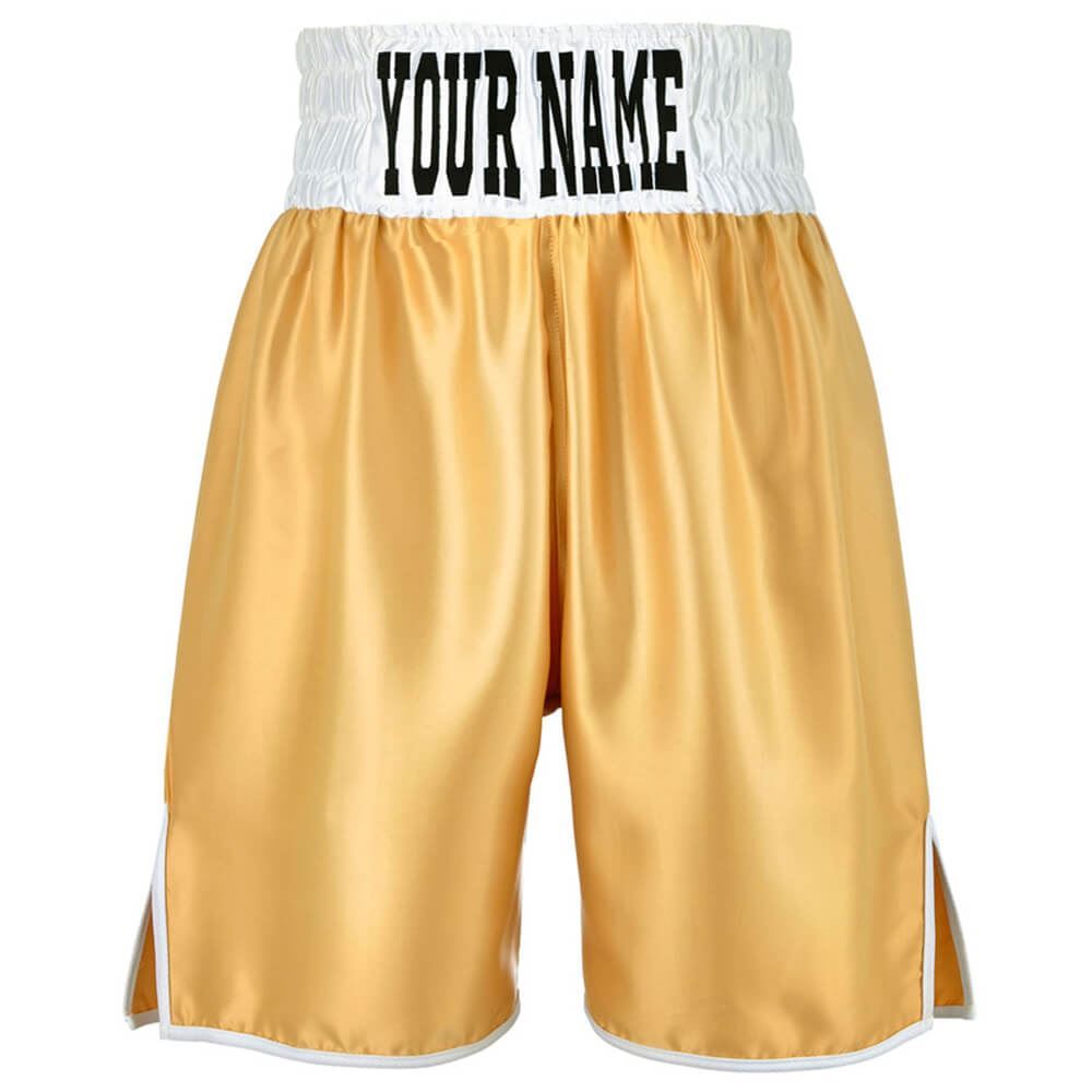 Custom Made Contrast Waistband Boxing Shorts Gold/White