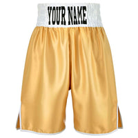 Thumbnail for Custom Made Contrast Waistband Boxing Shorts Gold/White