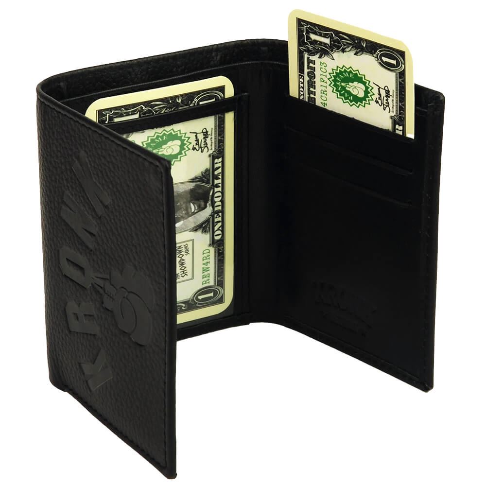 Kronk Gloves Tri-Fold Leather Wallet Black