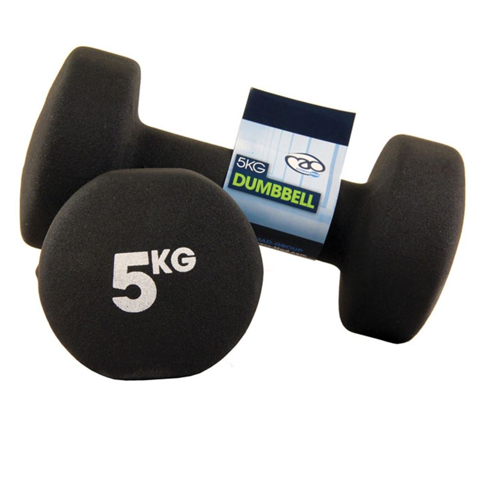 5Kg Neoprene Dumbbells - Pair Black 5Kg