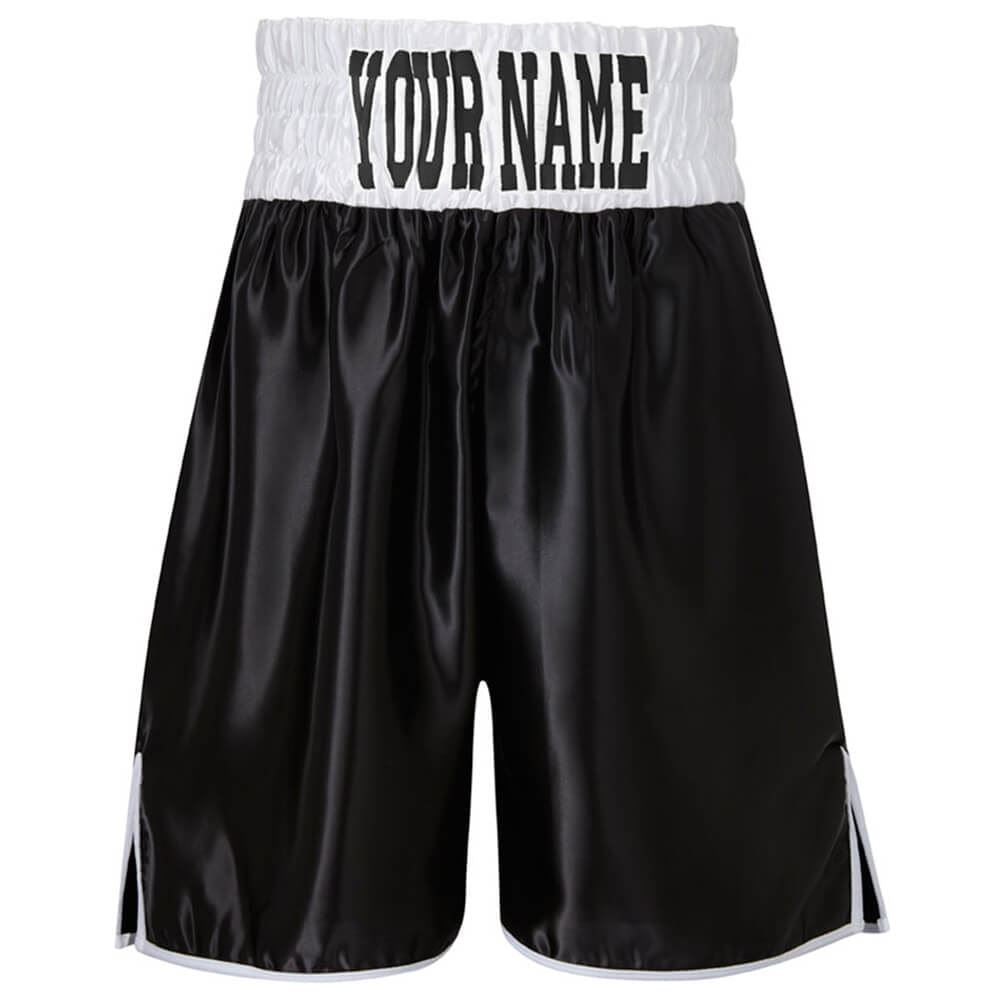 Custom Made Contrast Waistband Boxing Shorts Black/White