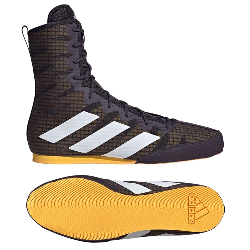 ADIDAS BOX HOG 4 BOXING BOOTS BLACK/WHITE/YELLOW