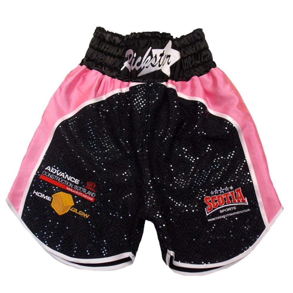 Custom Made Sparkle And Satin Burns Boxing Shorts