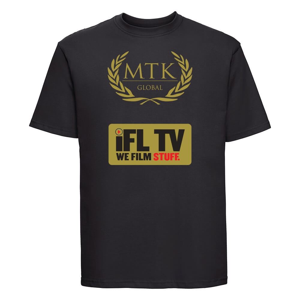 Ifl Tv Black T-Shirt Gold Sparkle Logo