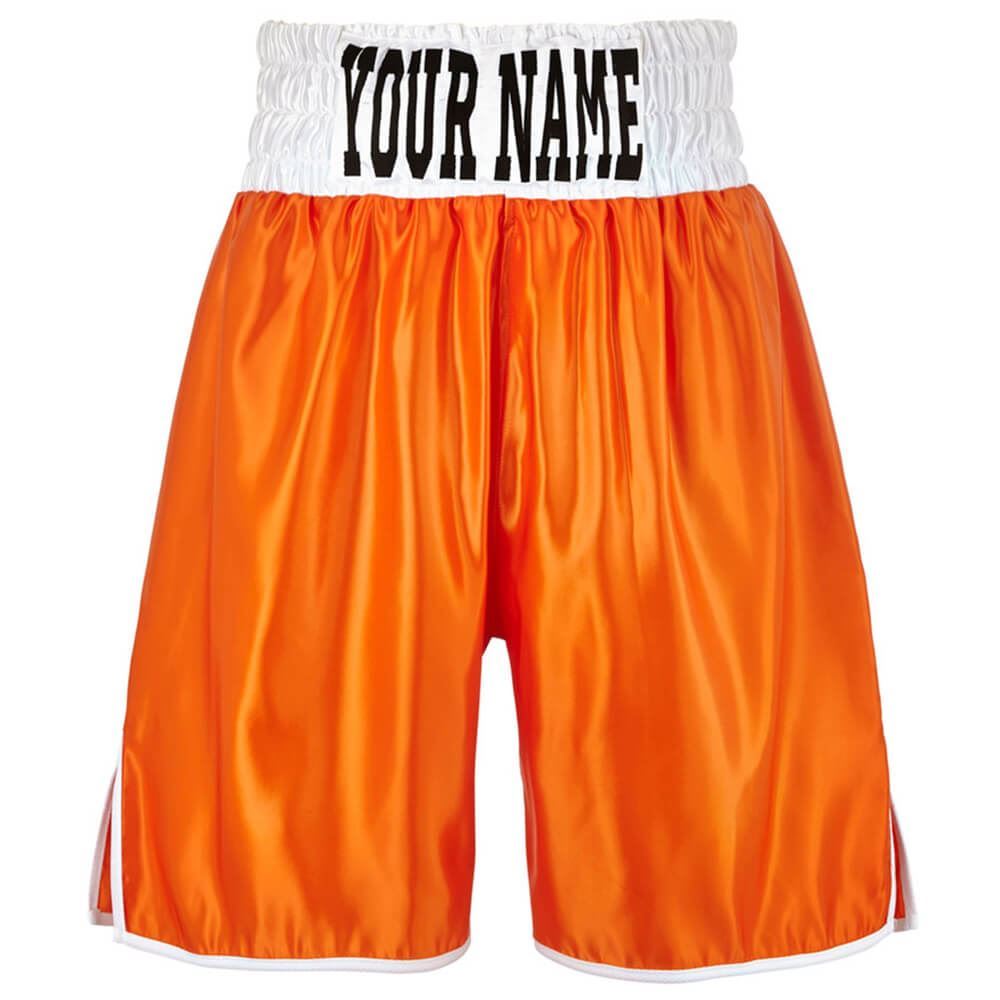 Custom Made Contrast Waistband Boxing Shorts Orange/White