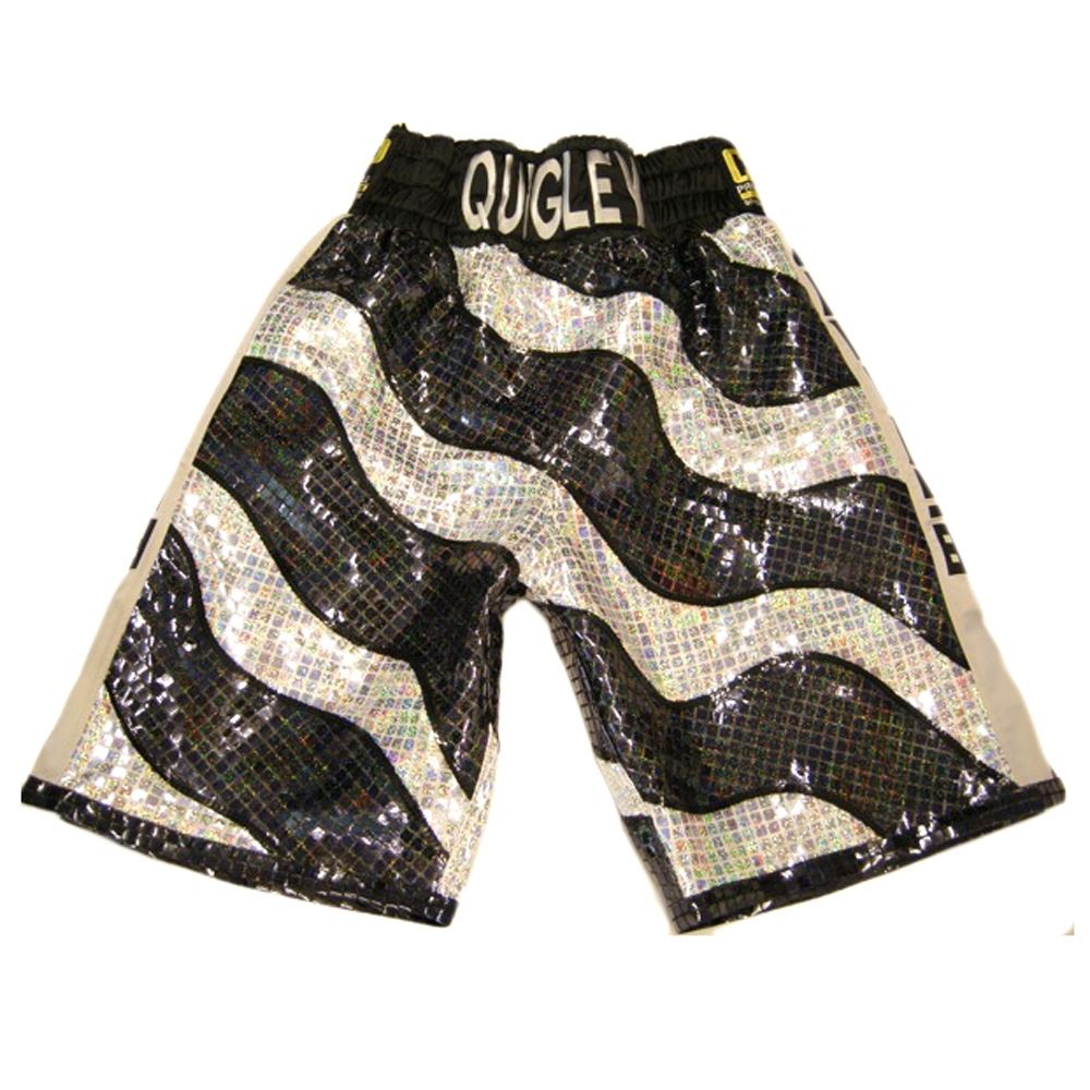 Custom Made Sparkle Zebra Striped Boxing Shorts