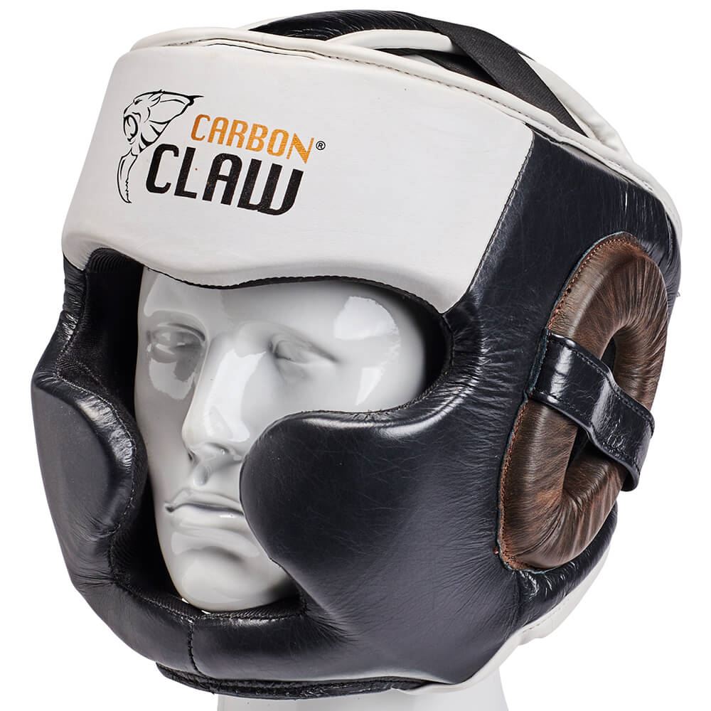 Carbon Claw Recoil Rj-7 Junior Series Leather Headguard Black/White/Brown S/M