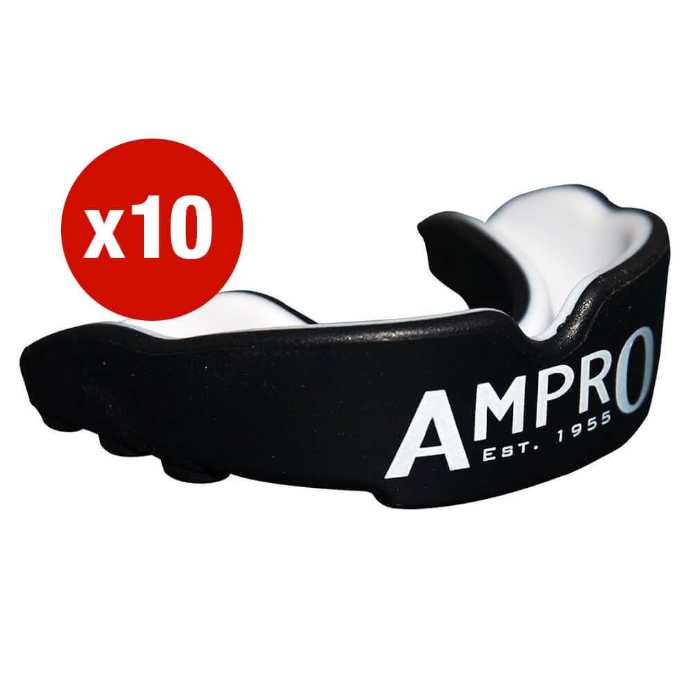 Multi-Buy - 10 X Ampro Pro Fit Mouthguard Black/White