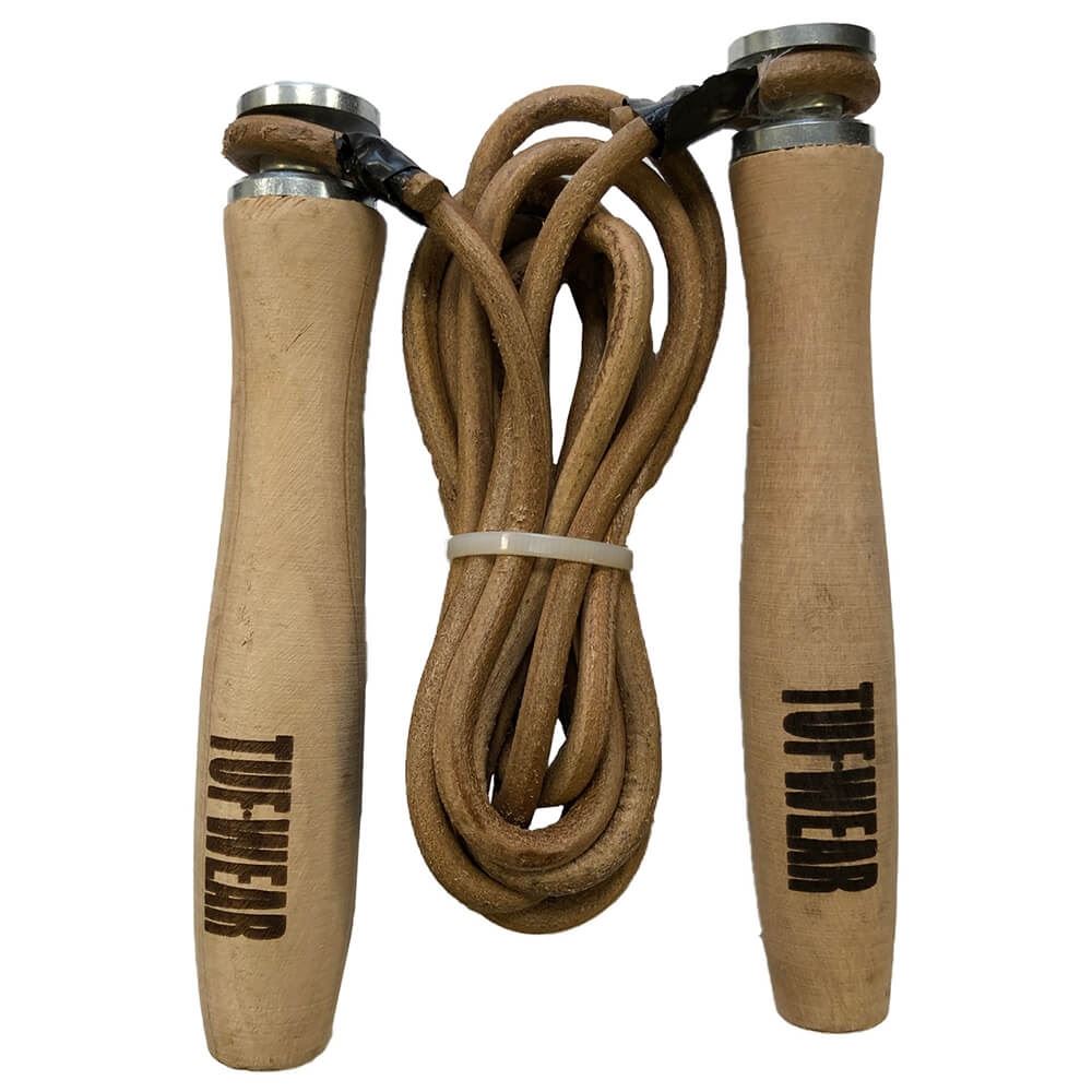 Tuf Wear Leather Wooden Handle Speed Skip Rope