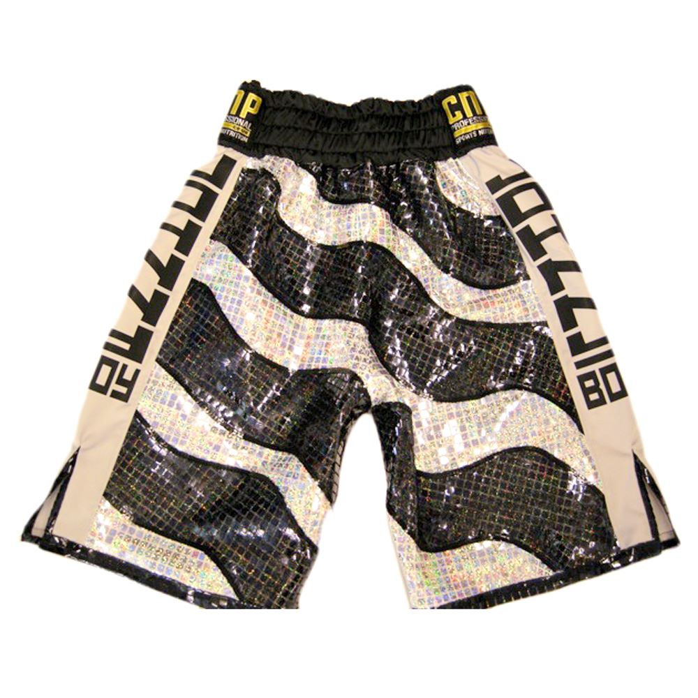 Custom Made Sparkle Zebra Striped Boxing Shorts