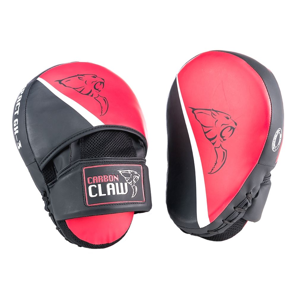 Carbon Claw Impact Gx-3 Synthetic Leather Curved Hook And Jab Pads Red/Black