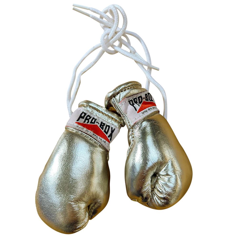 Pro Box Leather Hanging Miniature Boxing Gloves Gold