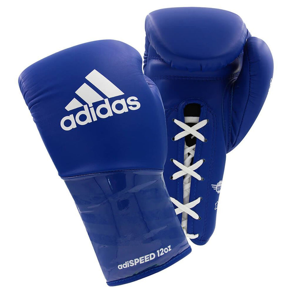 Blue adidas boxing gloves on sale