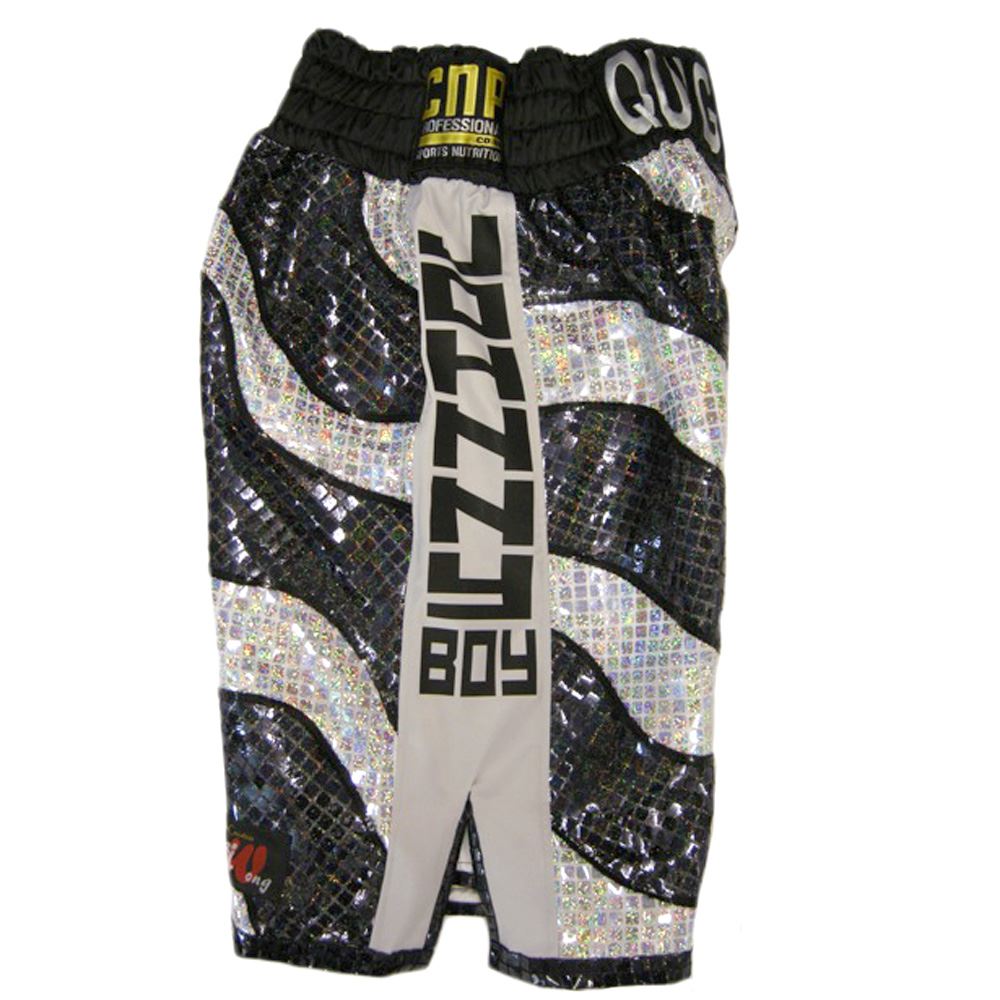 Custom Made Sparkle Zebra Striped Boxing Shorts